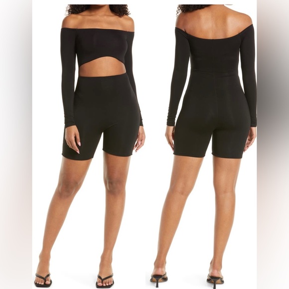 naked wardrobe Pants - Naked Wardrobe Cut Out Off The Shoulder Romper | Size Large
